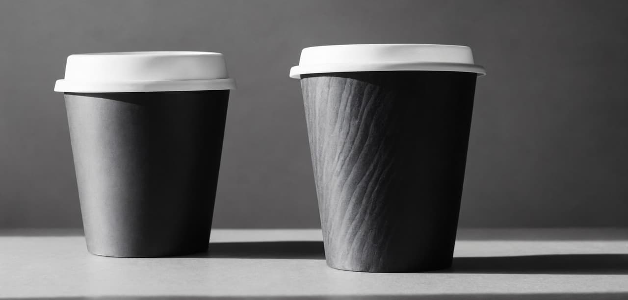Two takeaway coffee cups with lids