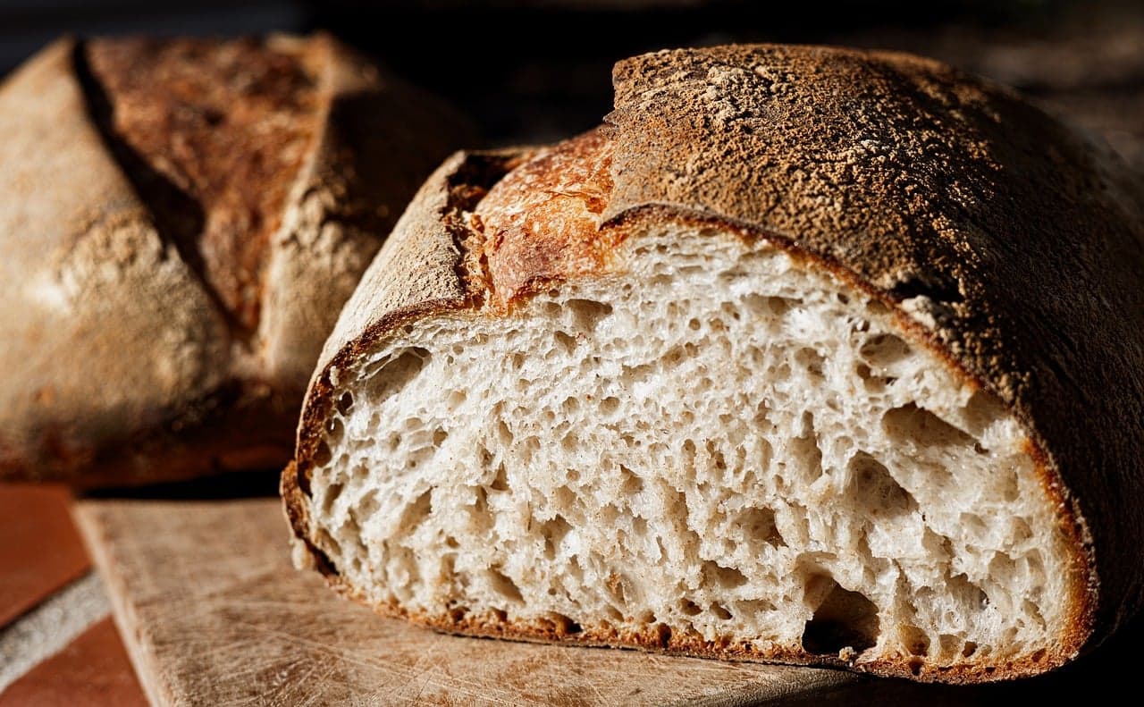 Sourdough loaf, cut open